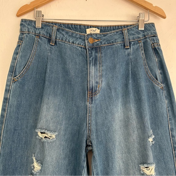 NWT Easel Patchwork Flare Highrise Jeans Western Country Bohemian Southern L - Picture 3 of 11